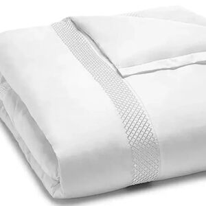 Hudson Park 500TC Sateen Duvet Cover Twin Pima Cotton White Silver Embroidered